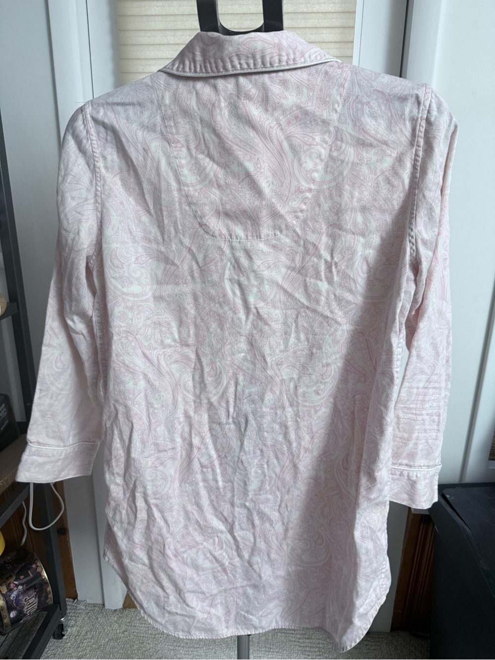 Lauren Ralph Lauren Light Pink Paisley Button-Down sleep shirt lounge wear M - Picture 9 of 12